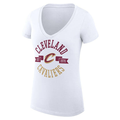 Cleveland Cavaliers G-III 4Her by Carl Banks Women's Super-Slim Fit Lightweight Large City Logo V-Neck T-Shirt sale - White online