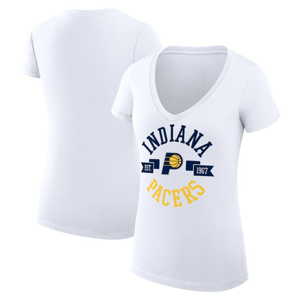 Indiana Pacers G-III 4Her by Carl Banks Women's Super-Slim Fit Lightweight Large City Logo V-Neck T-Shirt - White sale