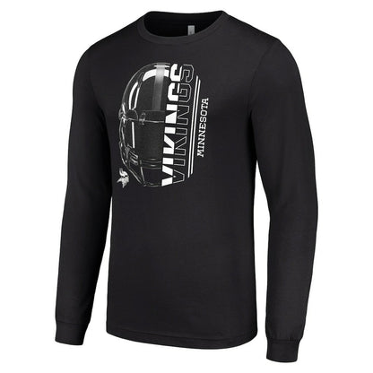 Minnesota Vikings Starter Half Helmet Logo Long Sleeve T-Shirt - Black cheap