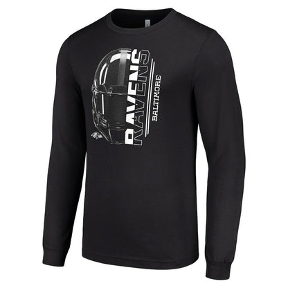 Baltimore Ravens Starter Half Helmet Logo Long Sleeve T-Shirt - Black discount