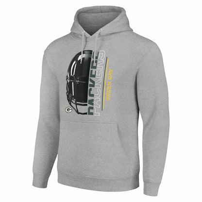Green Bay Packers Starter Unisex Half Helmet Logo Pullover Hoodie - Heather Gray for sale