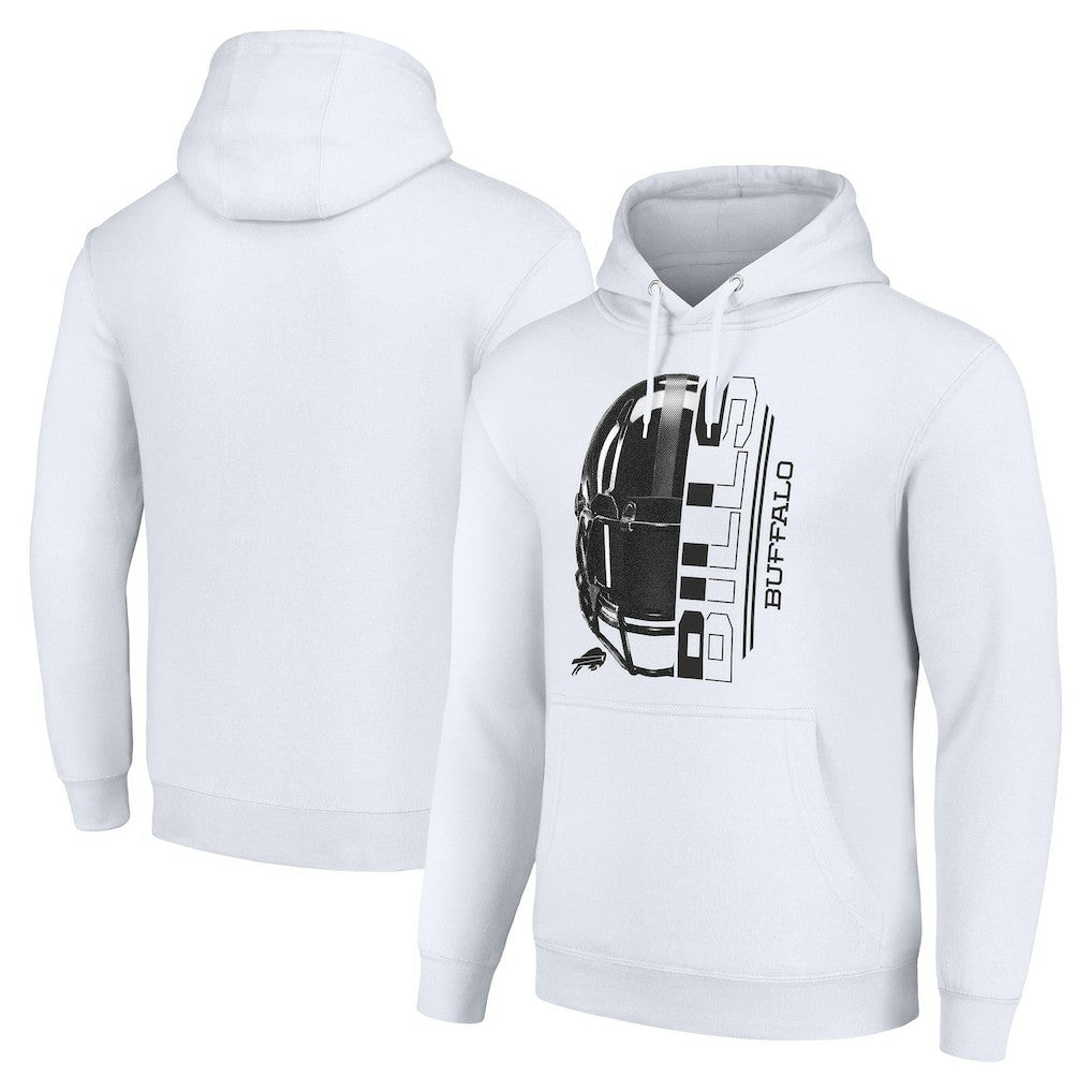 Buffalo Bills Starter Unisex Half Helmet Logo Pullover Hoodie - White discount