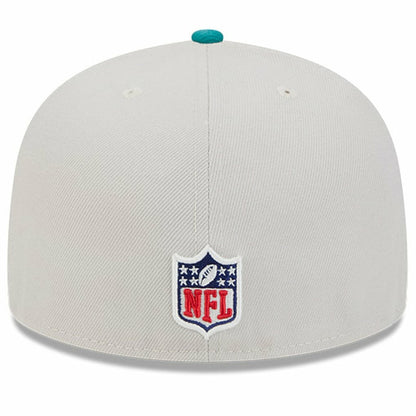 Miami Dolphins New Era 2024 Sideline Historic 59FIFTY Fitted Hat - Stone/Aqua discount