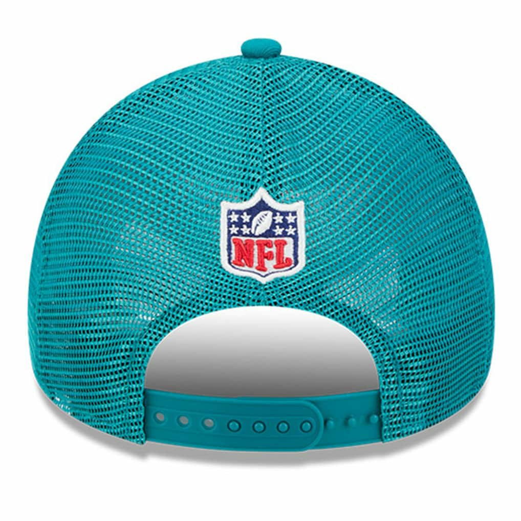 Miami Dolphins New Era 2024 Sideline Historic 9FORTY A-Frame Trucker Adjustable Hat - Stone/Aqua on sale