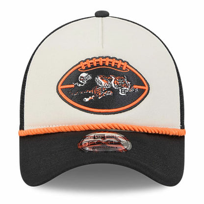 Cincinnati Bengals New Era 2024 Sideline Historic 9FORTY A-Frame Trucker Adjustable Hat - Stone/Black sale
