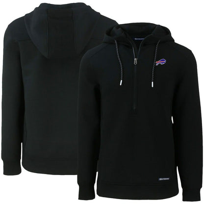 Buffalo Bills Cutter & Buck Primary Mark Roam Eco Recycled Half-Zip Pullover Hoodie - Black on sale