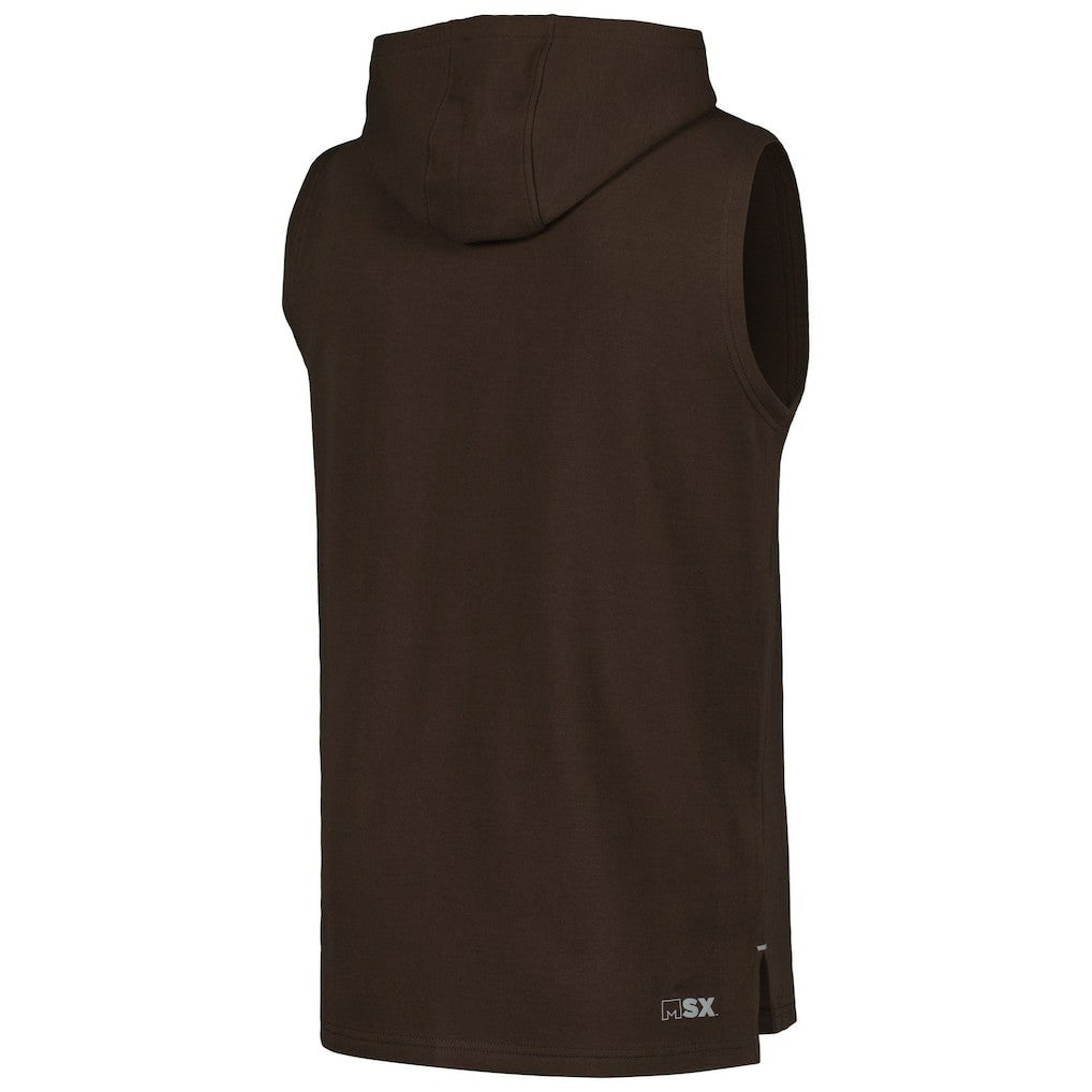 Cleveland Browns MSX by Michael Strahan Captain Sleeveless Hoodie T-Shirt - Brown discount