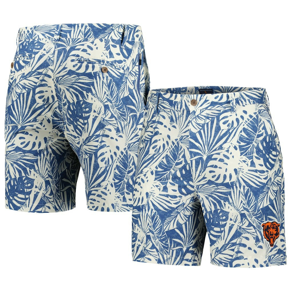 Chicago Bears Margaritaville Sandwashed Monstera Print Amphib Shorts - Navy for sale