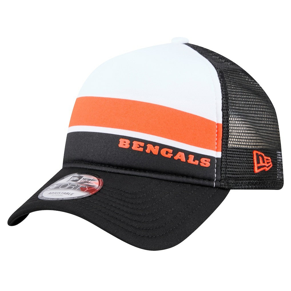 Cincinnati Bengals New Era Sport Night Color Block 9FORTY A-Frame Trucker Adjustable Hat - White/Black on sale