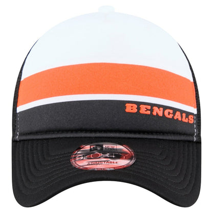 Cincinnati Bengals New Era Sport Night Color Block 9FORTY A-Frame Trucker Adjustable Hat - White/Black on sale