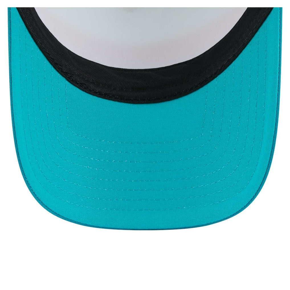 Miami Dolphins New Era Color-Block 9FORTY A-Frame Trucker Adjustable Hat - White/Aqua on sale