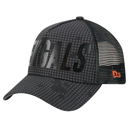 Cincinnati Bengals New Era Midnight Ink Tonal Text A-Frame Trucker 9FORTY Adjustable Hat - Black for sale