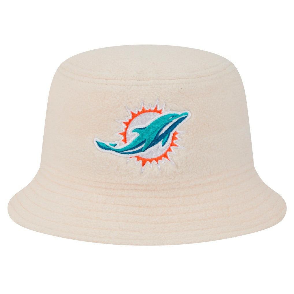 Miami Dolphins New Era Women's Cozy Sherpa Bucket Hat - Cream outlet