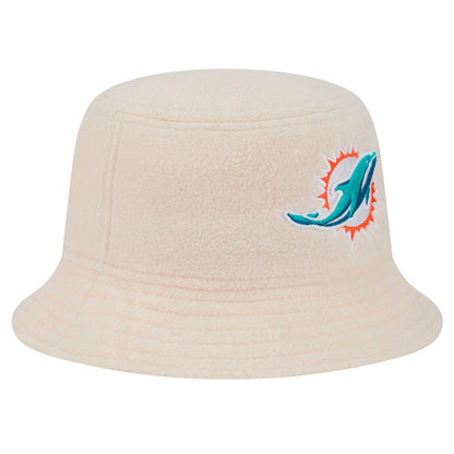 Miami Dolphins New Era Women's Cozy Sherpa Bucket Hat - Cream outlet