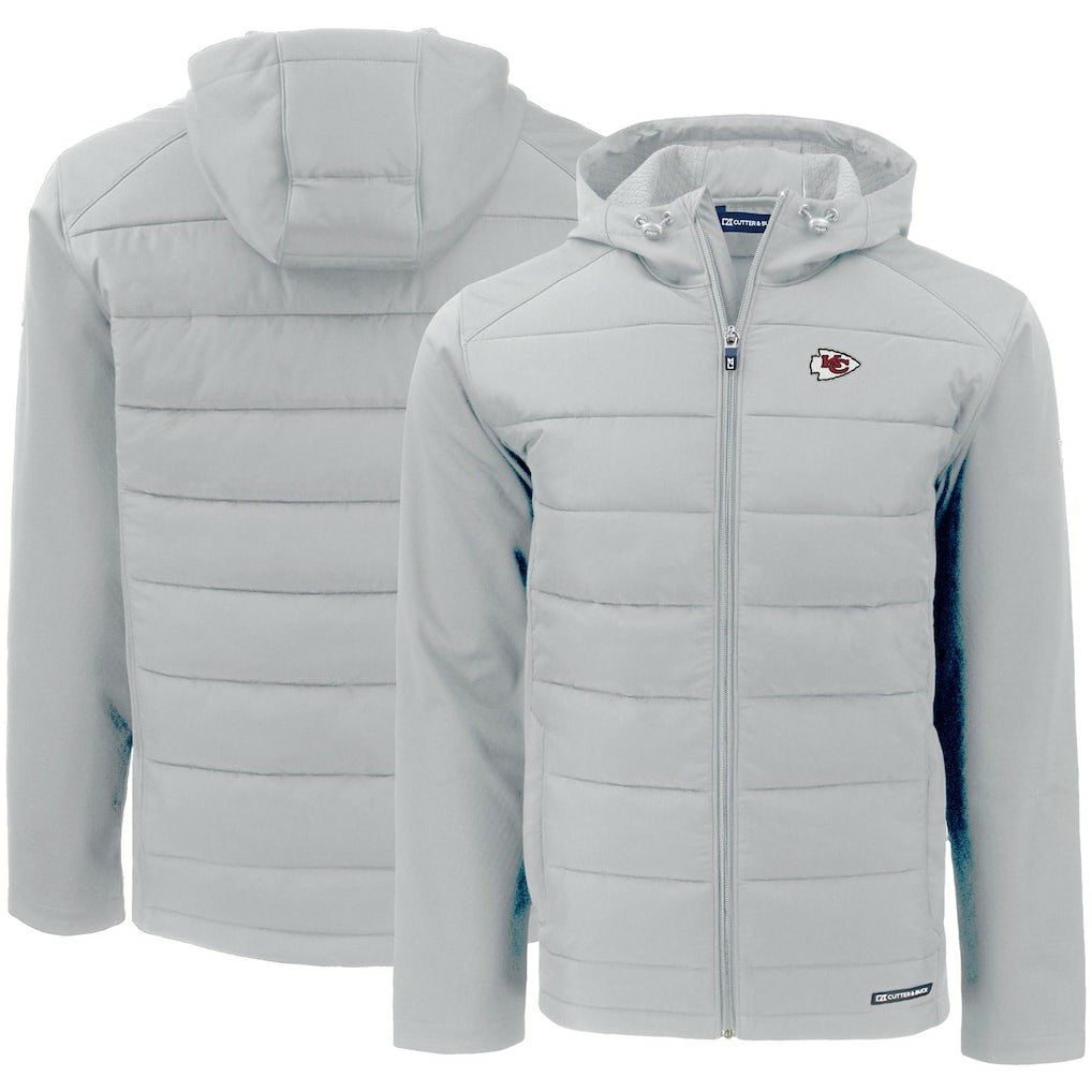 Kansas City Chiefs Cutter & Buck Evoke PrimaLoft Hybrid Eco Softshell Recycled Full-Zip Hooded Jacket - Gray sale
