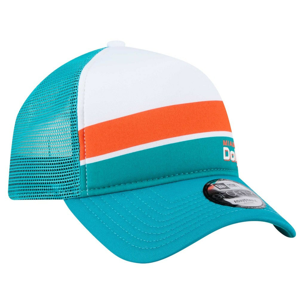 Miami Dolphins New Era Preschool Sport Night Color Block 9FORTY A-Frame Trucker Adjustable Hat - Aqua for sale