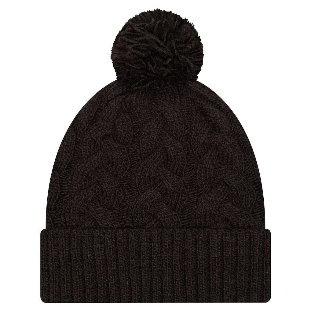Cincinnati Bengals New Era Girls Youth Cabled Cuffed Knit Hat with Pom - Black for sale