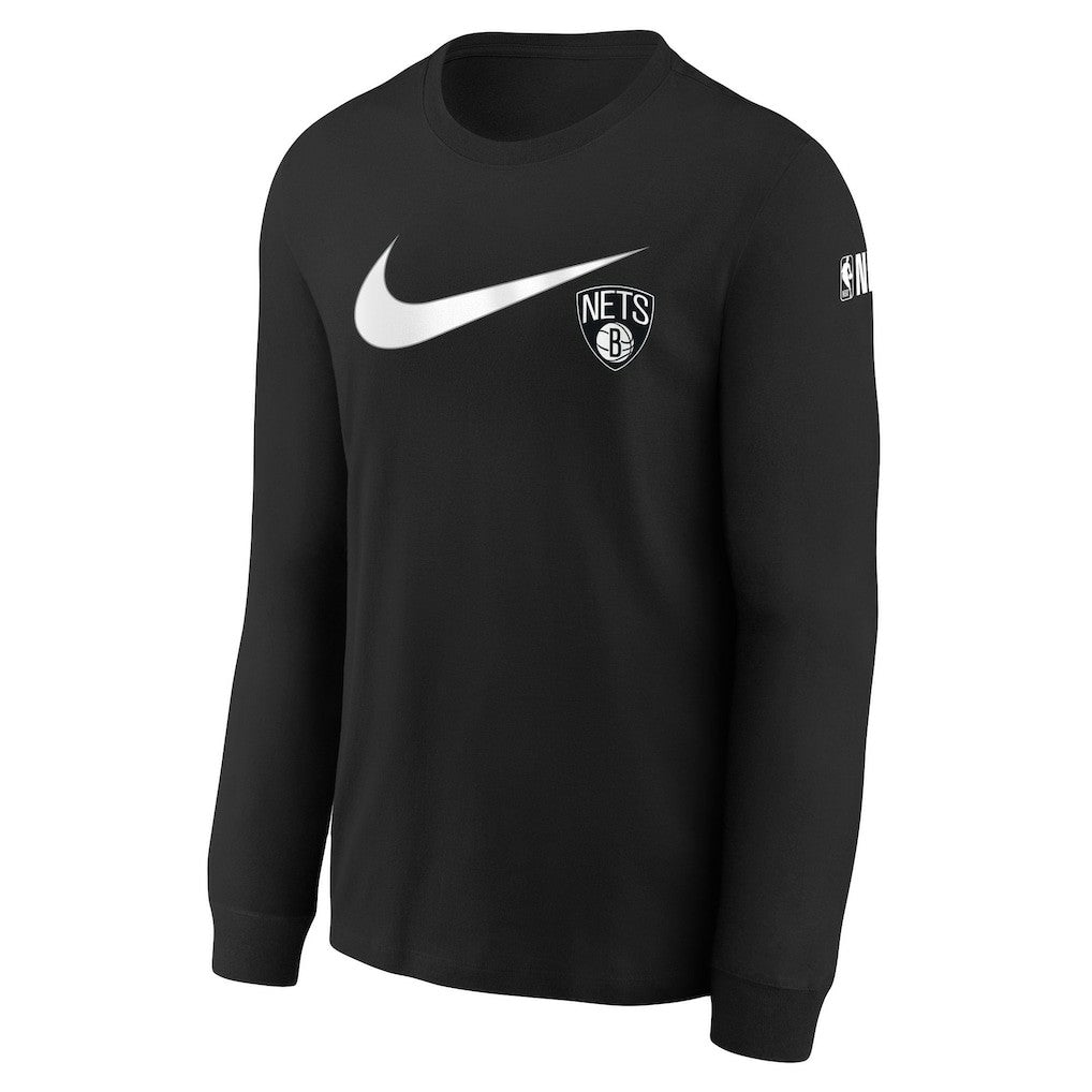 Brooklyn Nets Youth Swoosh Long Sleeve T-Shirt - Black | Nike discount