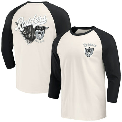 Las Vegas Raiders Darius Rucker Collection Raglan 3/4 Sleeve T-Shirt - Black/White discount