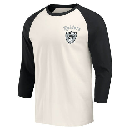 Las Vegas Raiders Darius Rucker Collection Raglan 3/4 Sleeve T-Shirt - Black/White discount