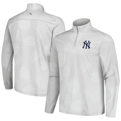 New York Yankees Tommy Bahama Delray Frond IslandZone Half-Zip Jacket - Gray
