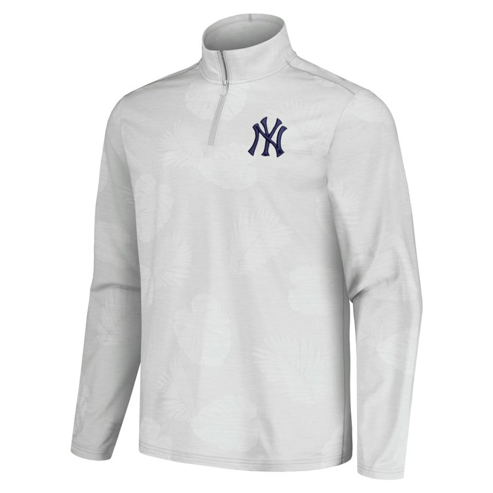 New York Yankees Tommy Bahama Delray Frond IslandZone Half-Zip Jacket - Gray