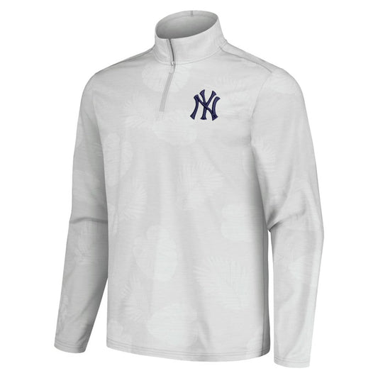 New York Yankees Tommy Bahama Delray Frond IslandZone Half-Zip Jacket - Gray