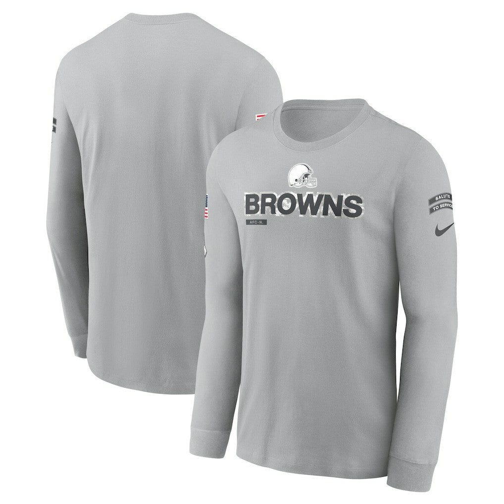 Cleveland Browns 2024 Salute To Service Long Sleeve T-Shirt - Gray | Nike discount