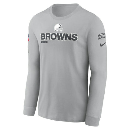 Cleveland Browns 2024 Salute To Service Long Sleeve T-Shirt - Gray | Nike discount