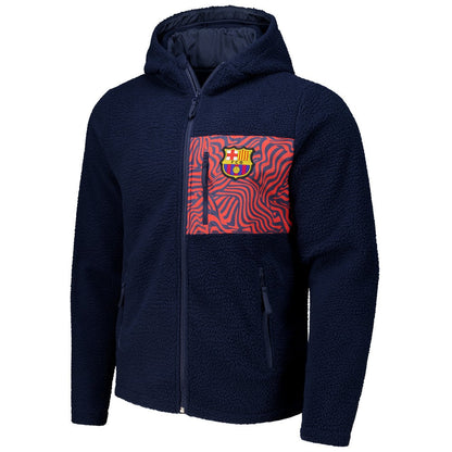 Barcelona Sherpa Full-Zip Hoodie Jacket - Navy discount