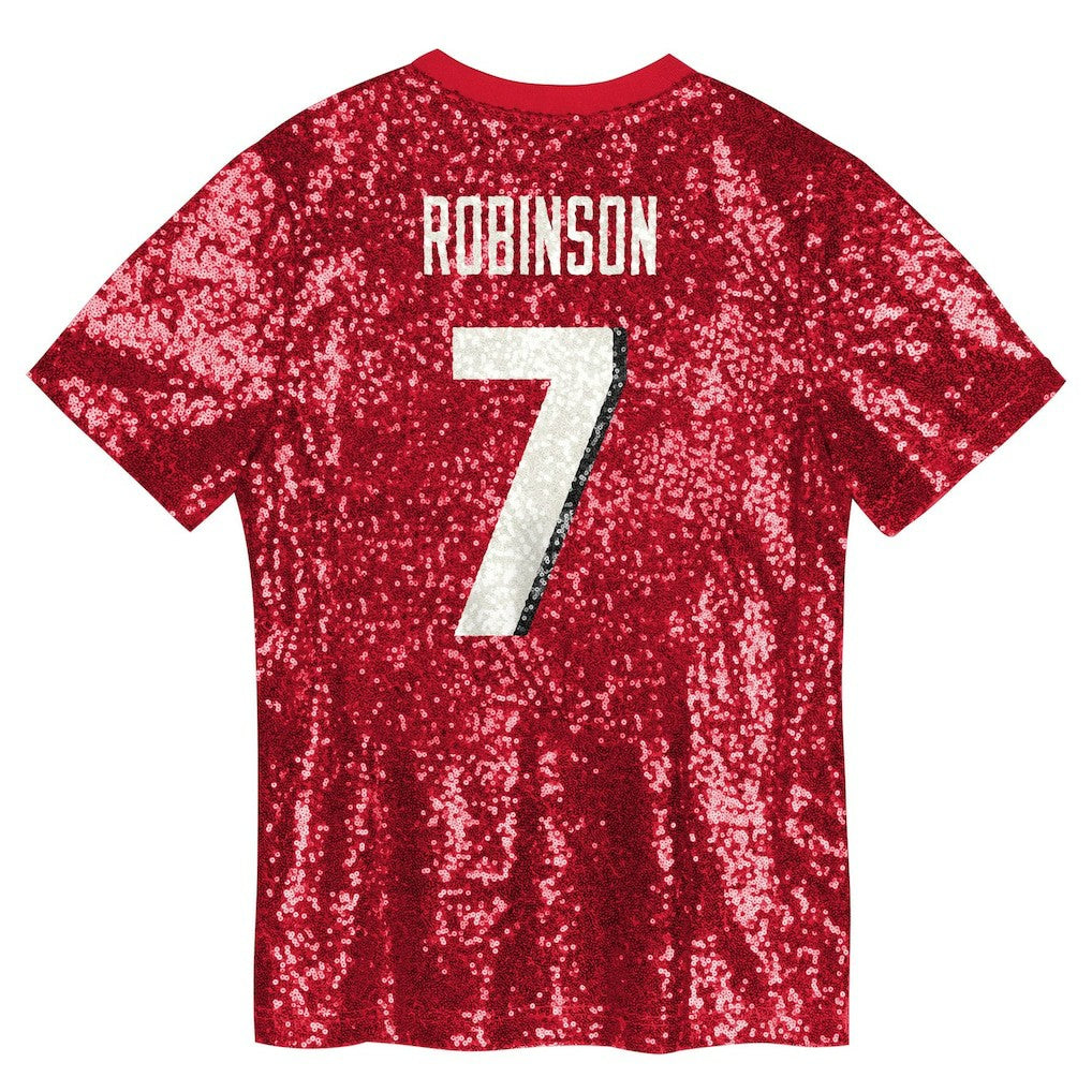 Bijan Robinson Atlanta Falcons Girls Youth Sequin V-Neck Fashion Jersey - Red for sale