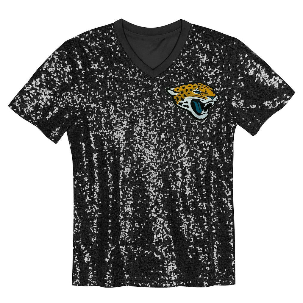 Trevor Lawrence Jacksonville Jaguars Girls Youth Sequin V-Neck Fashion Jersey - Black outlet