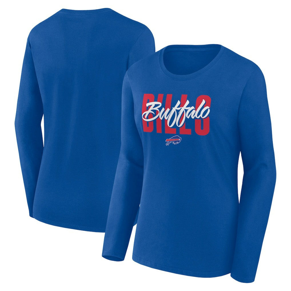 Buffalo Bills Logo Athletic Women's Grip Long Sleeve T-Shirt - Royal on sale