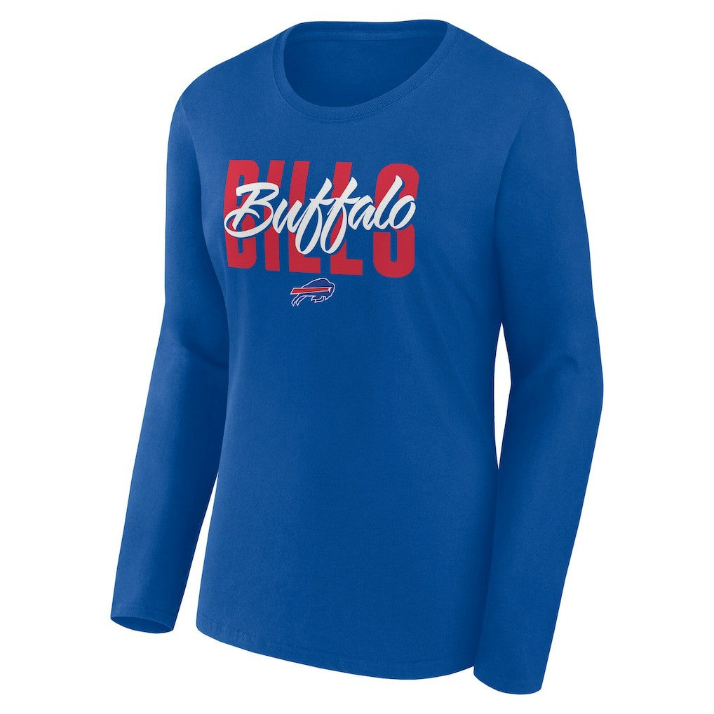 Buffalo Bills Logo Athletic Women's Grip Long Sleeve T-Shirt - Royal on sale