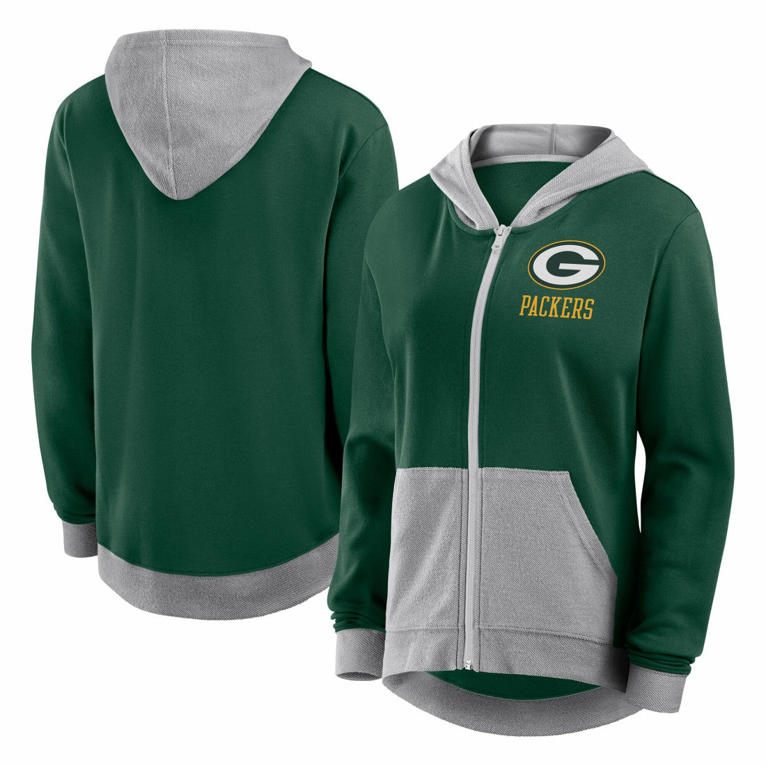 Green Bay Packers Logo Athletic Women's Hit It French Terry Full-Zip Hoodie - Green on sale