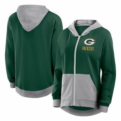 Green Bay Packers Logo Athletic Women's Hit It French Terry Full-Zip Hoodie - Green on sale