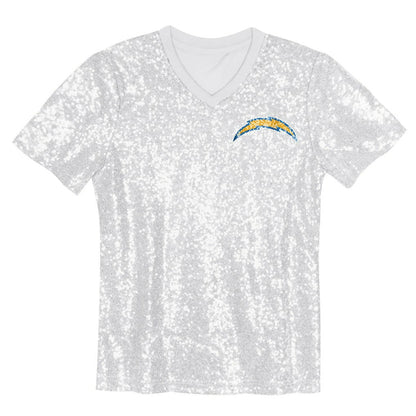 Justin Herbert Los Angeles Chargers Girls Youth Sequin V-Neck Fashion Jersey - Powder Blue on sale