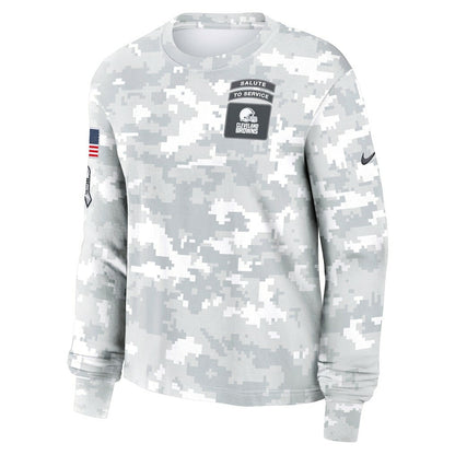 Cleveland Browns Women's 2024 Salute To Service Dri-FIT Long Sleeve T-Shirt - Arctic Camo | Nike outlet