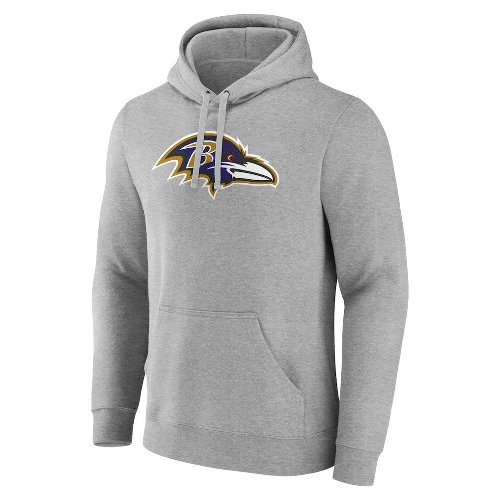 Lamar Jackson Baltimore Ravens Icon Player Name & Number Pullover Hoodie - Gray outlet