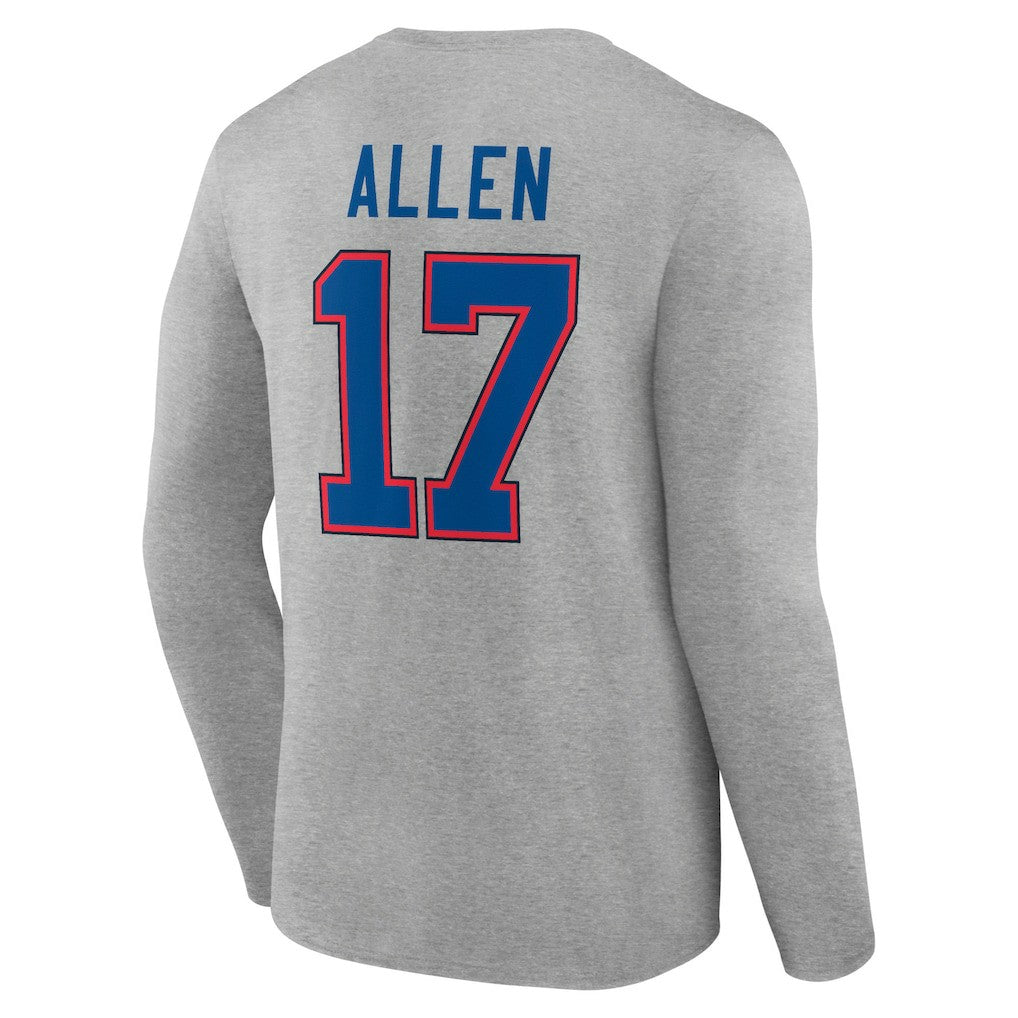 Josh Allen Buffalo Bills Icon Player Name & Number Long Sleeve T-Shirt - Gray online