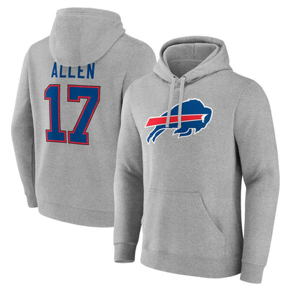 Josh Allen Buffalo Bills Icon Player Name & Number Pullover Hoodie - Gray online