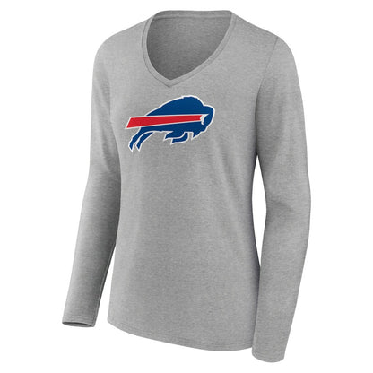 Josh Allen Buffalo Bills Women's Icon Player Name & Number Long Sleeve V-Neck T-Shirt - Gray sale