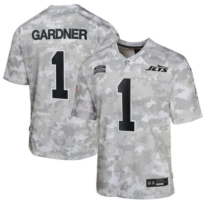 Sauce Gardner New York Jets Youth 2024 Salute to Service Game Jersey - Arctic Camo | Nike on sale