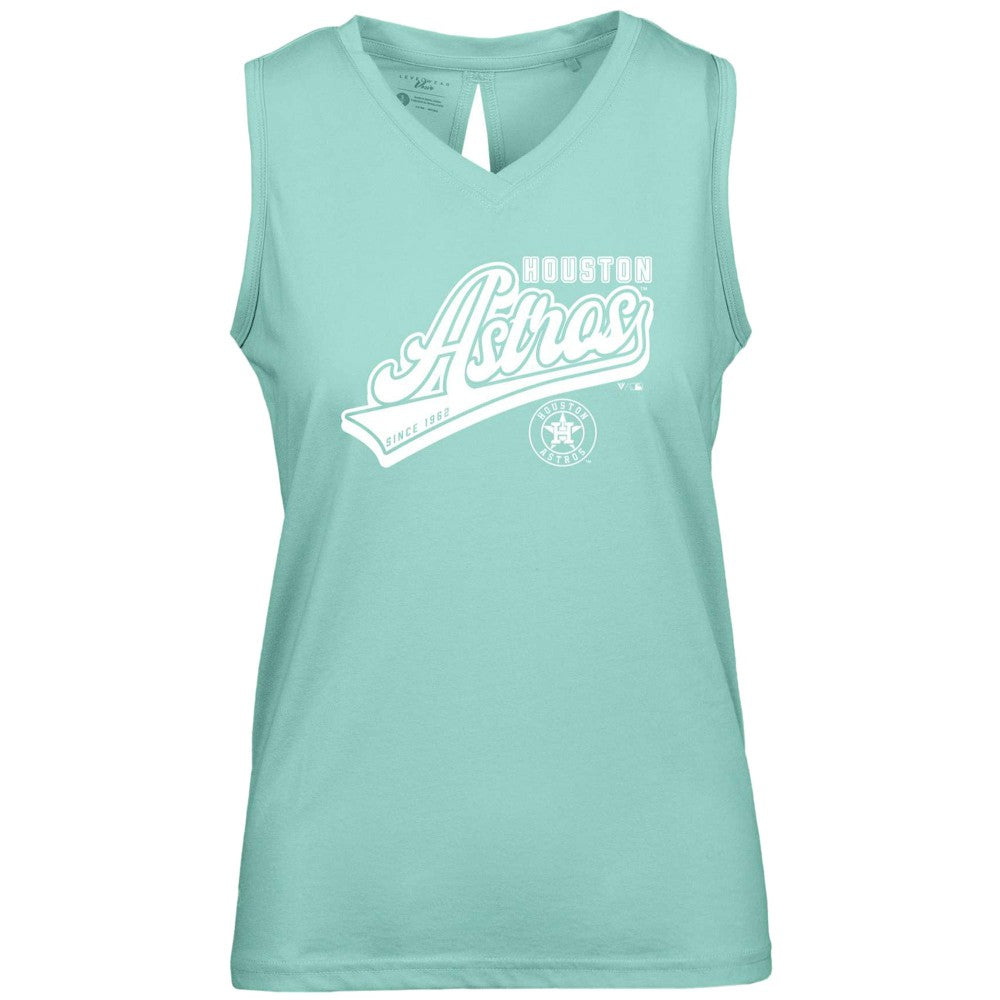 Houston Astros Levelwear Women's  Paisley Sweep V-Neck Tank Top - Mint