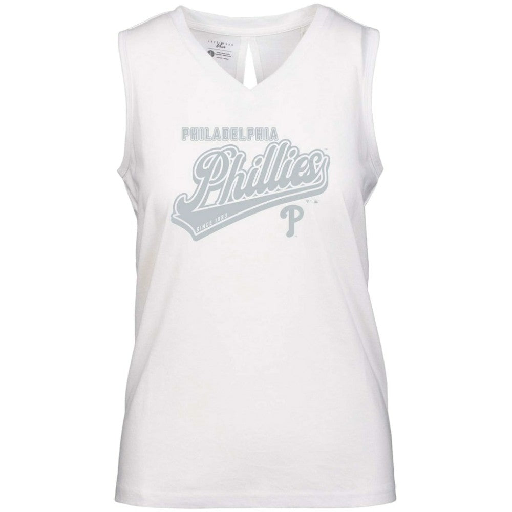 Philadelphia Phillies Levelwear Women's  Paisley Sweep V-Neck Tank Top - White