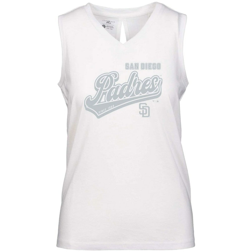 San Diego Padres Levelwear Women's  Paisley Sweep V-Neck Tank Top - White