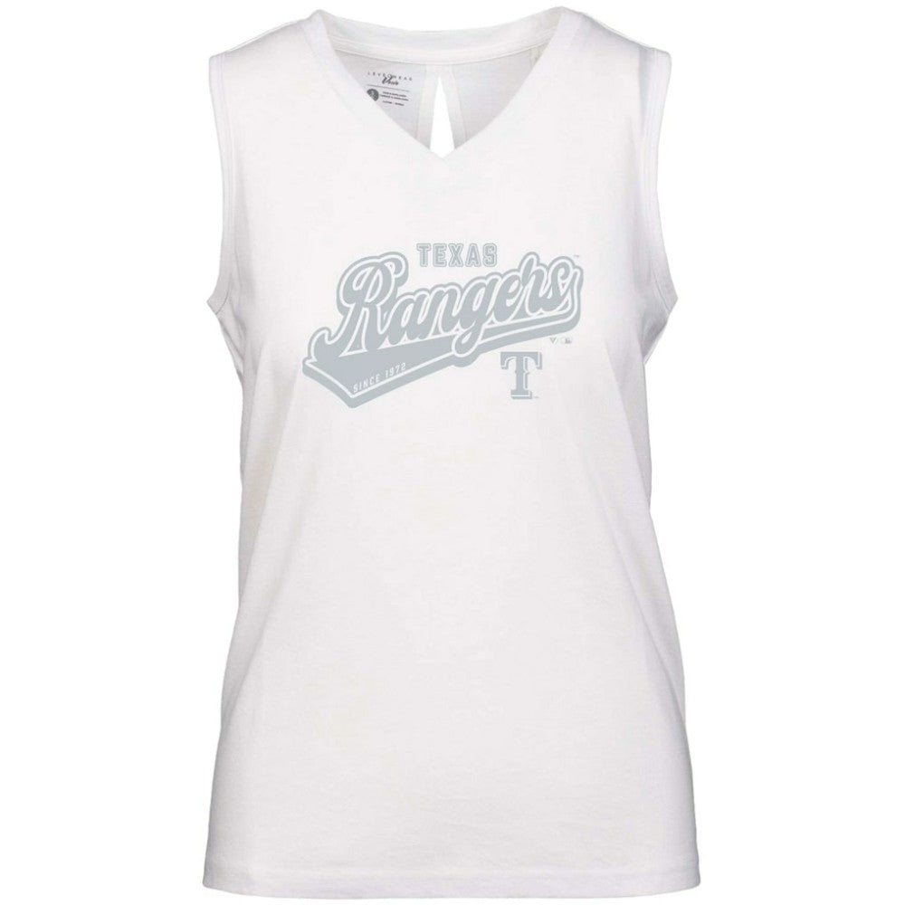 Texas Rangers Levelwear Women's  Paisley Sweep V-Neck Tank Top - White