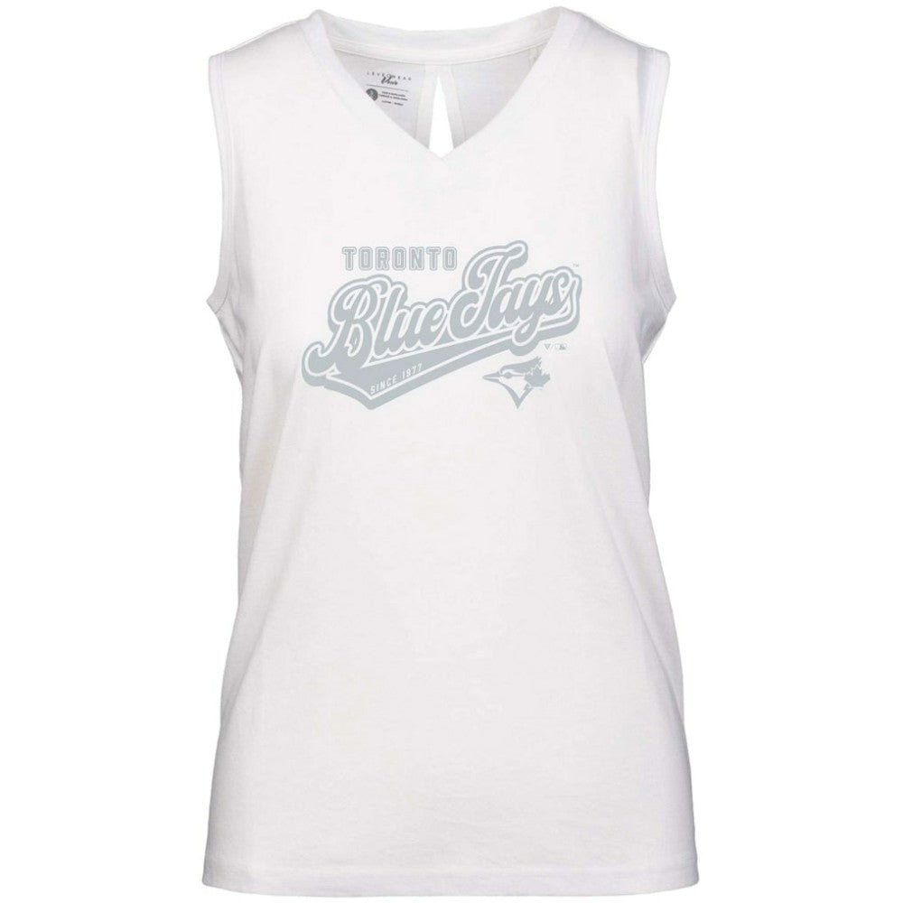 Toronto Blue Jays Levelwear Women's  Paisley Sweep V-Neck Tank Top - White