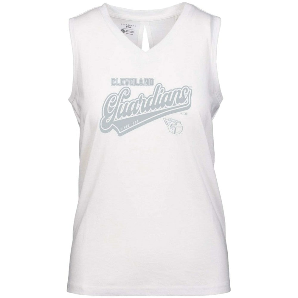 Cleveland Guardians Levelwear Women's  Paisley Sweep V-Neck Tank Top - White