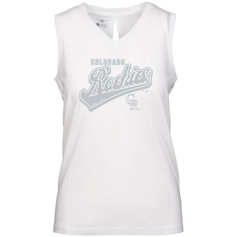Colorado Rockies Levelwear Women's  Paisley Sweep V-Neck Tank Top - White
